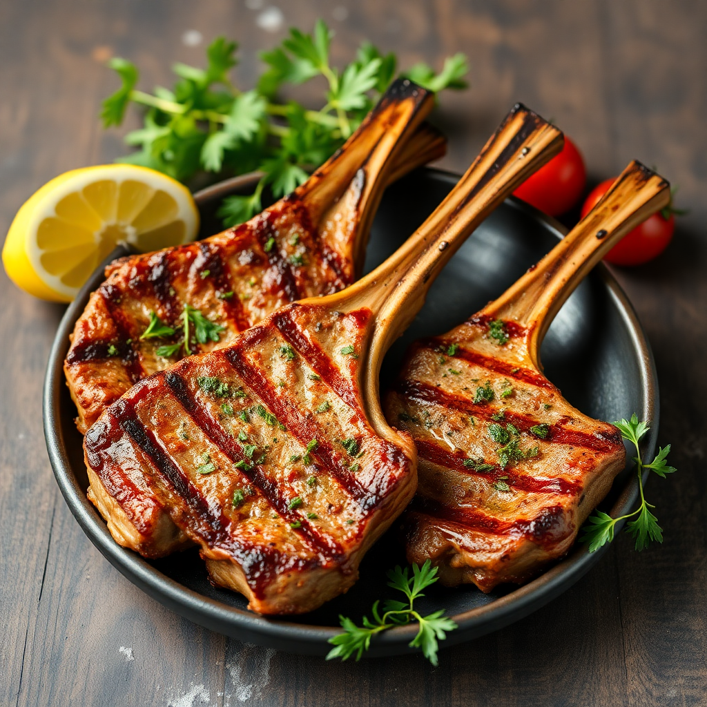 grilled lamb chops with herbs Middle Eastern style